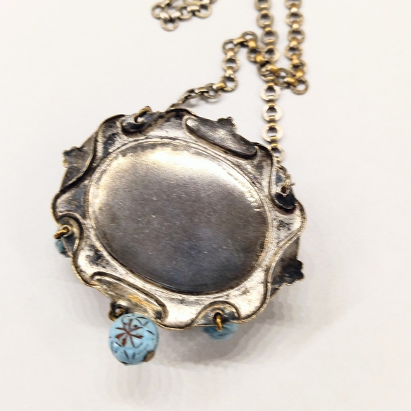 Vintage Blue Cabachon Choker Necklace Unique Victorian Style - Picture 6 of 8